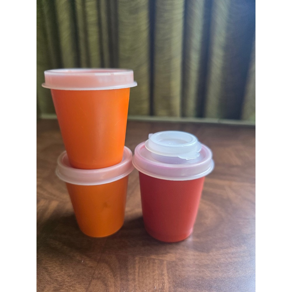 Vintage Tupperware Midget 101 2oz Containers & Mini Shaker 1503 Autumn Harvest